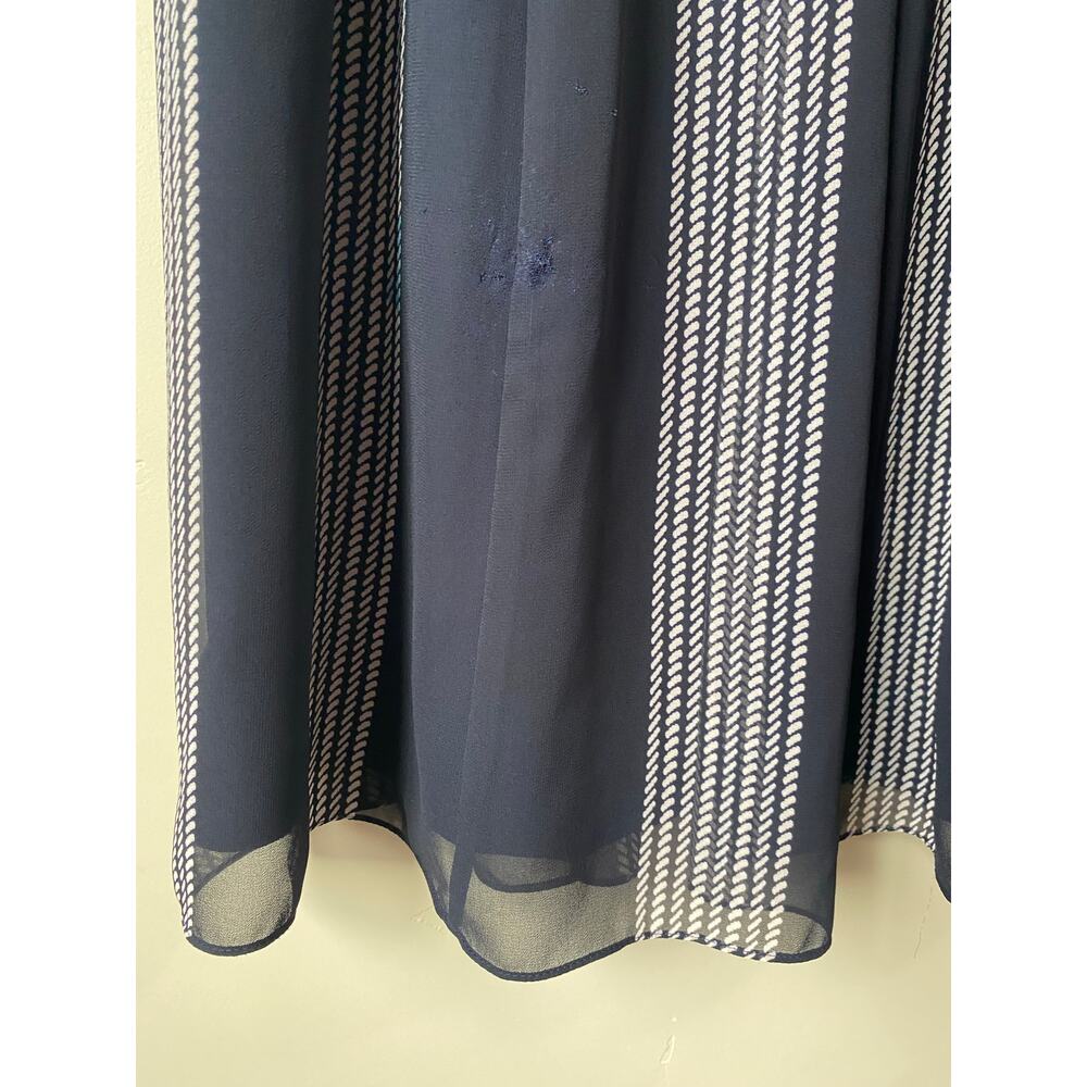 Anne Klein Black and White Vertically Striped Chiffon Lined Midi Skirt- Size 10 - Picture 5 of 8
